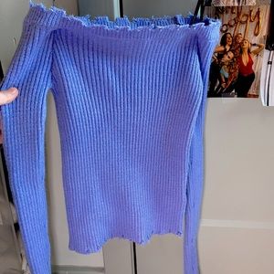 Off the shoulder ribbed sweater